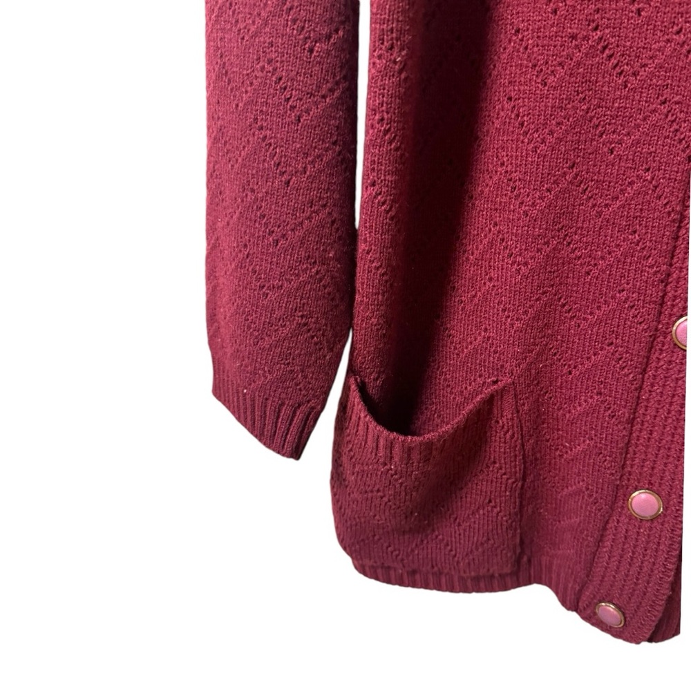 Tricots Excelsior Knits Vintage Knit Cardigan Sweater Womens Small Burgundy - Picture 5 of 8